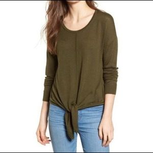 Madewell Modern Tie Front Sweater S Foliage Green